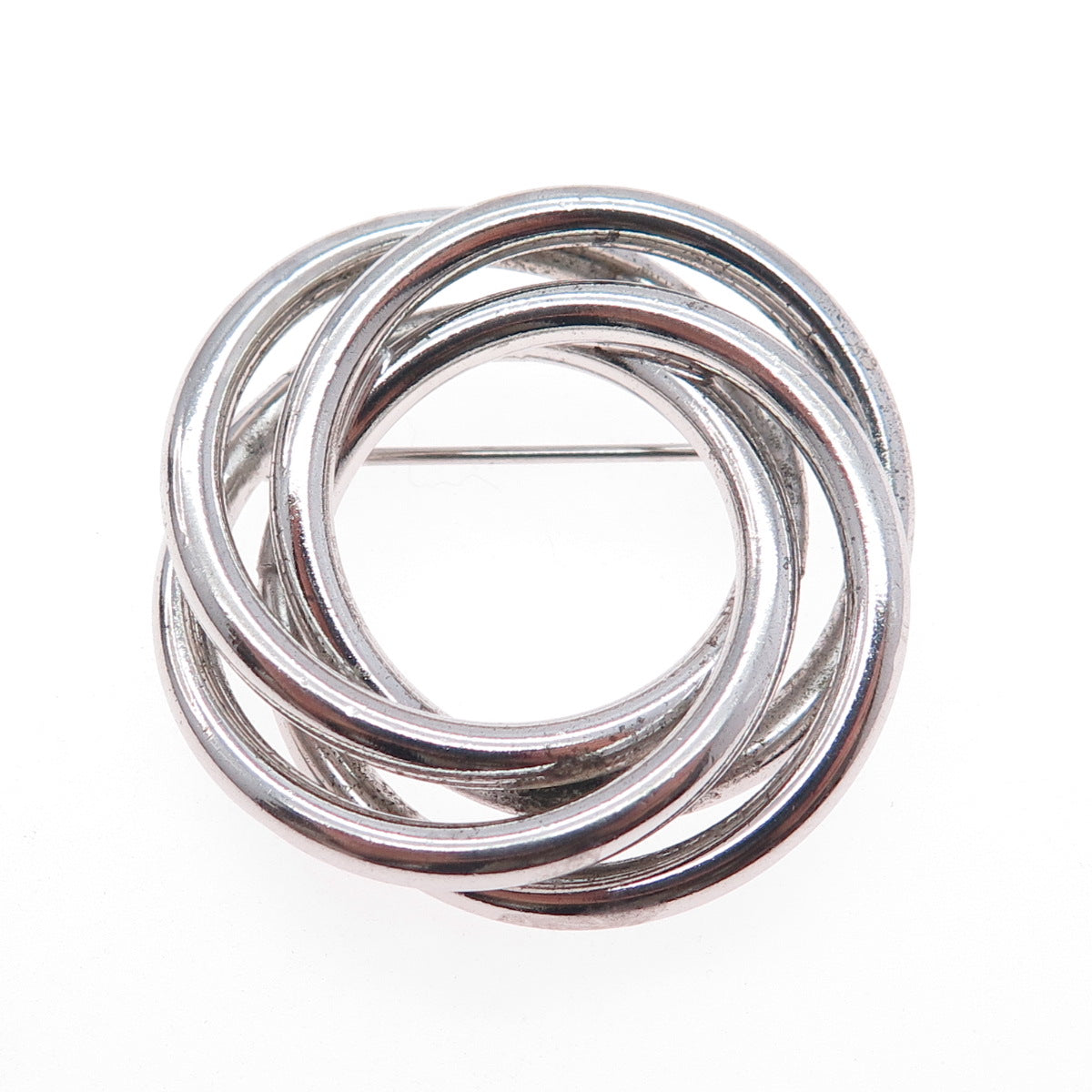 BOND BOYD 925 Sterling Silver Vintage Modernist Interlocked Pin Brooch