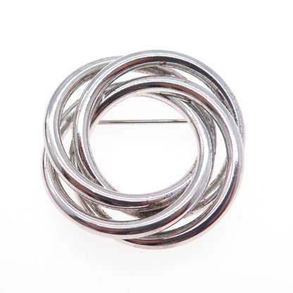 BOND BOYD 925 Sterling Silver Vintage Modernist Interlocked Pin Brooch