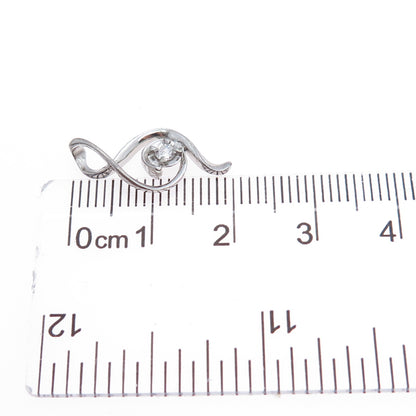 925 Sterling Silver Round-Cut C Z Treble Clef Minimalist Charm Pendant