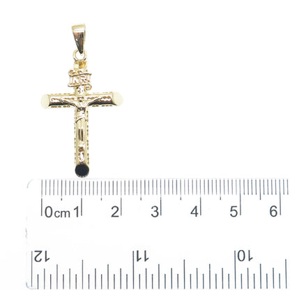 925 Sterling Silver Gold Plated Crucifix Cross Religious Pendant