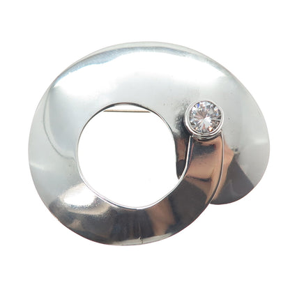 925 Sterling Silver Vintage Mexico Round-Cut C Z Modernist Pin Brooch