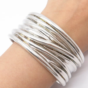925 Sterling Silver Vintage Ross Simons Ribbed Adjustable Cuff Bracelet 7.5"