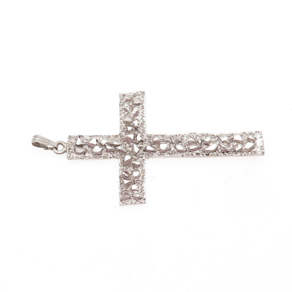 925 Sterling Silver Vintage Nugget Cross Pendant
