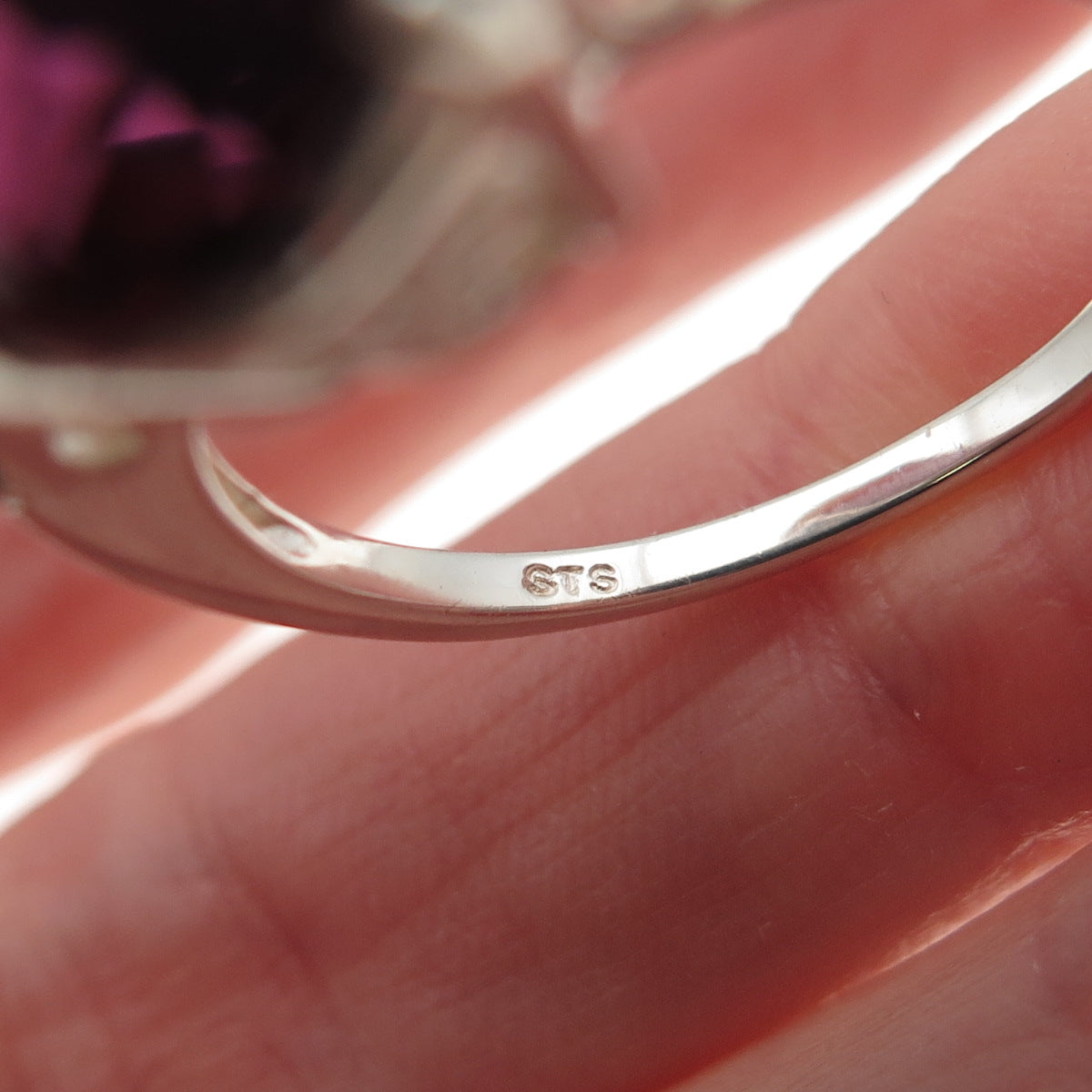 Chuck Clemency Sterling Silver Purple & White Rhinestone Teardrop Ring Size 9