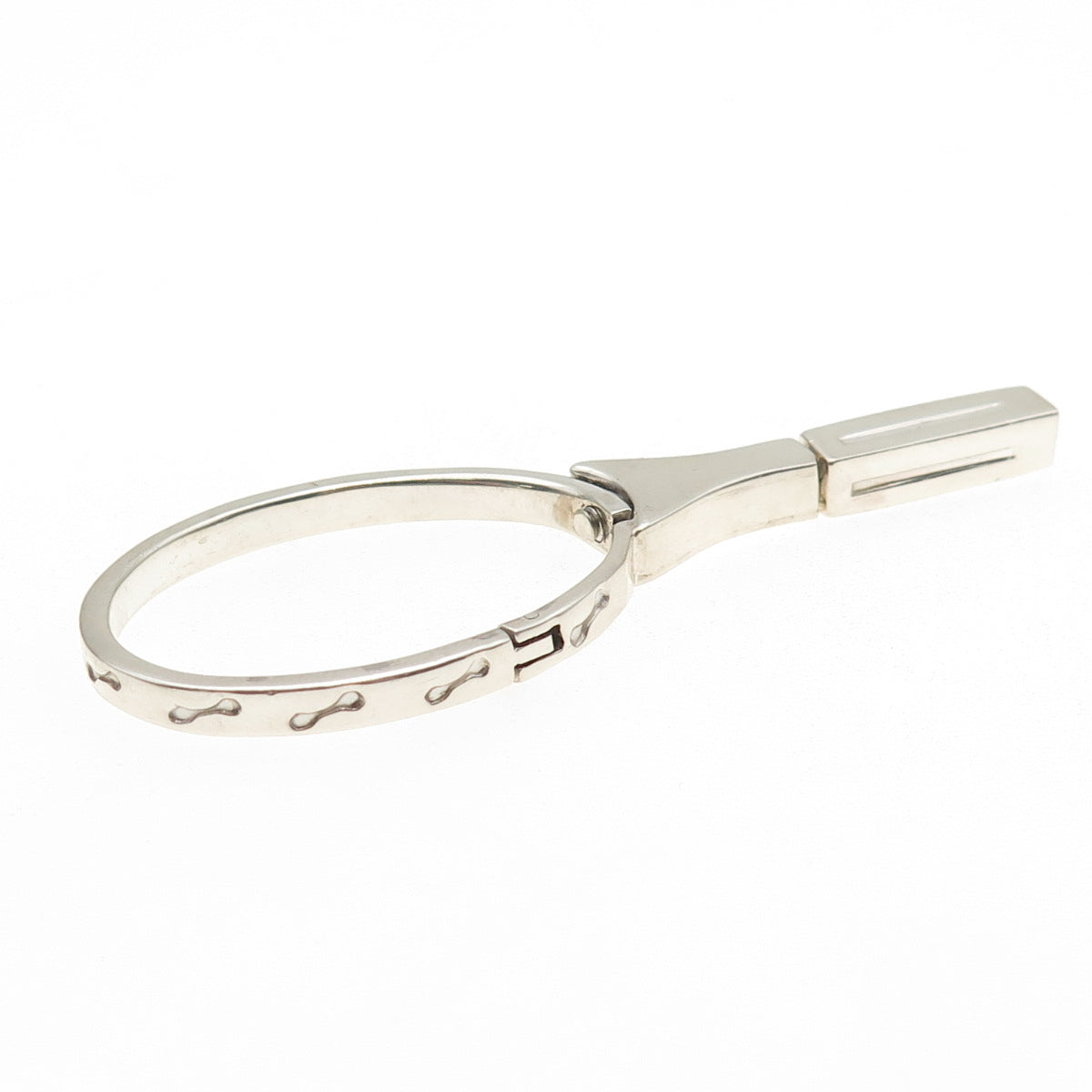 925 Sterling Silver Vintage Mexico Tennis Racket Key Ring Holder
