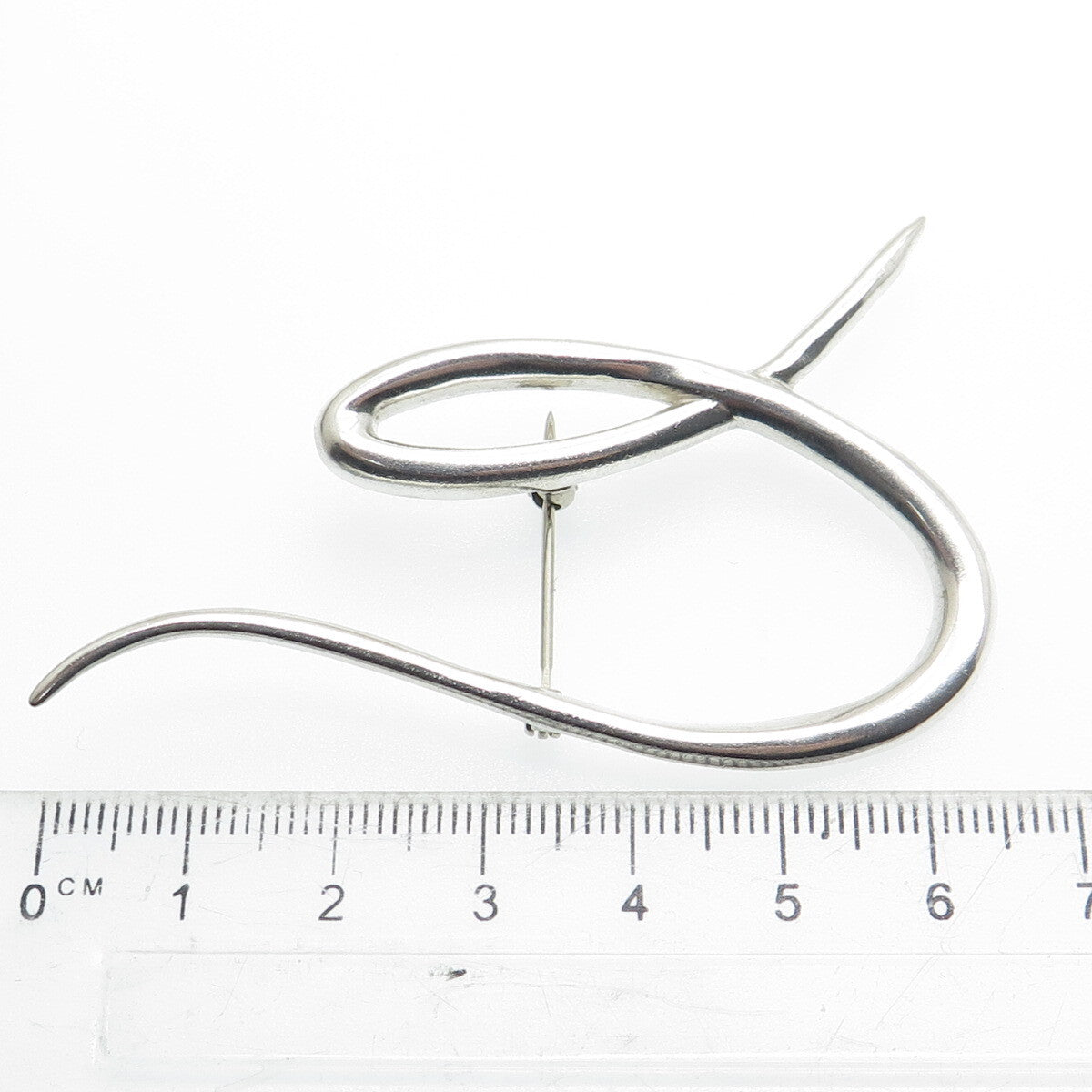 925 Sterling Silver Vintage Modernist Letter "U" Alphabet Pin Brooch
