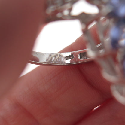 Chuck Clemency 925 Sterling Silver Real Tanzanite & White Topaz Ring Size 8.25