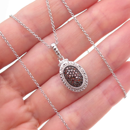 Joseph Schmid 925 Sterling Silver Real Red Diamond Cable Chain Necklace 18"