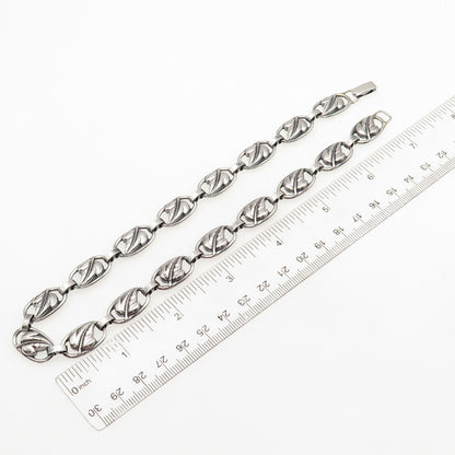 DANECRAFT 925 Sterling Silver Antique Art Deco Floral Leaf Chain Necklace 14"