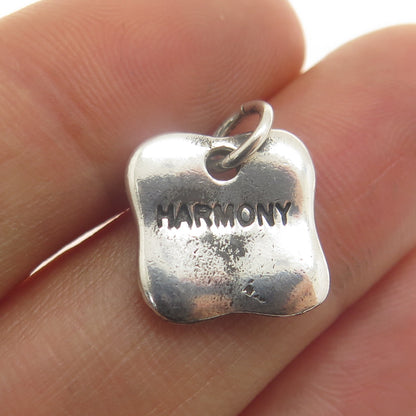 925 Sterling Silver Vintage "Harmony" Chinese Character Minimalist Charm Pendant