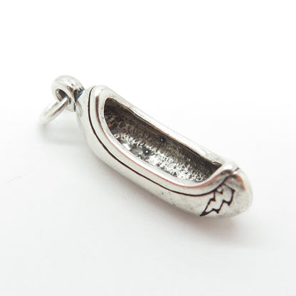 SUN WEST 925 Sterling Silver Vintage Canoe 3D Charm Pendant