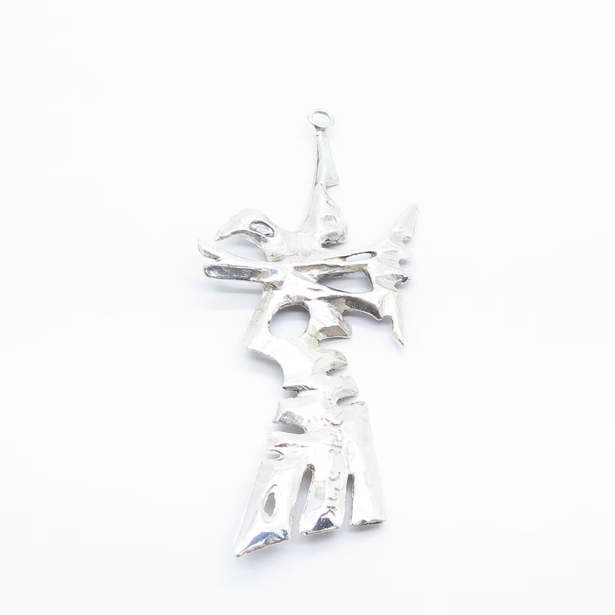 925 Sterling Silver Vintage Abstract Fish / Bird Skeleton Pendant