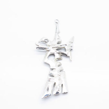925 Sterling Silver Vintage Abstract Fish / Bird Skeleton Pendant