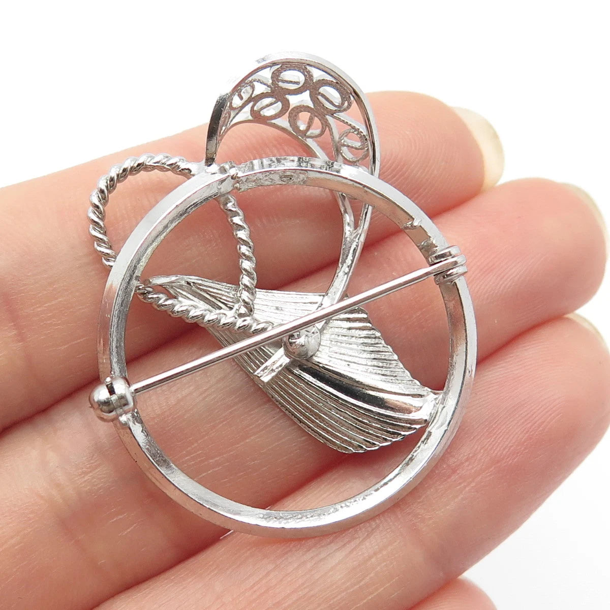 925 Sterling Silver Vintage Modernist Pin Brooch