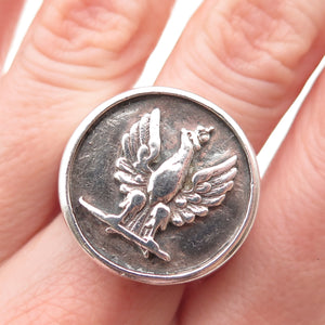 925 Sterling Silver Vintage Coat of Arms of Poland Signet Ring Size 11.5