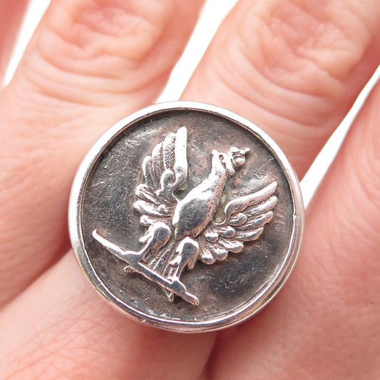 925 Sterling Silver Vintage Coat of Arms of Poland Signet Ring Size 11.5