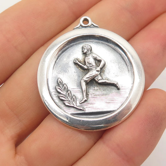 925 Sterling Silver Vintage Runner Pendant