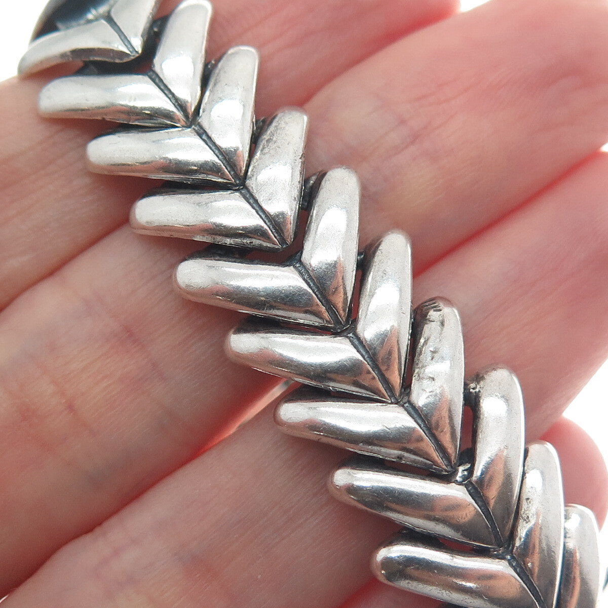 925 Sterling Silver Vintage Mexico Arrow Link Oxidized Bracelet 7"