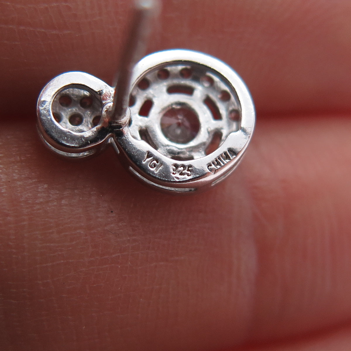 925 Sterling Silver Round-Cut C Z Snowman Stud Earrings