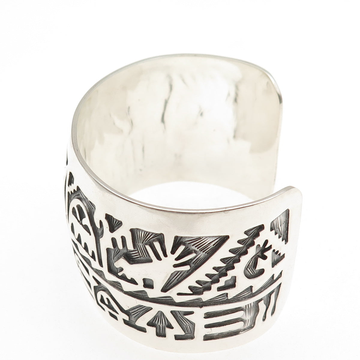 925 Sterling Silver Vintage Southwestern Adjustable Tribal Cuff Bracelet 7.5"