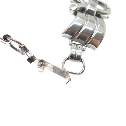 925 Sterling Silver Vintage Modernist Link Bracelet 7.25"