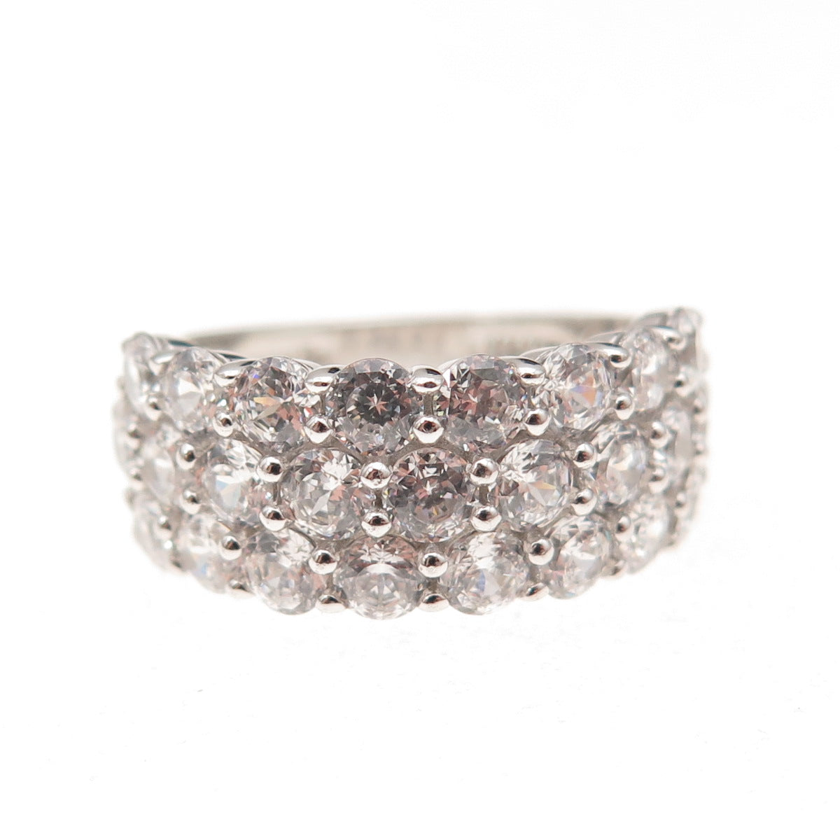 925 Sterling Silver Round-Cut C Z Ring Size 6.25