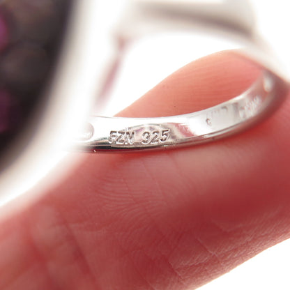 925 Sterling Silver Lab-Created Pink Sapphire & Ruby Teardrop Ring Size 8