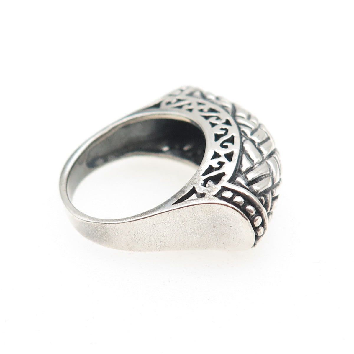 925 Sterling Silver Vintage Modernist Dome Bar Oxidized Ring Size 6