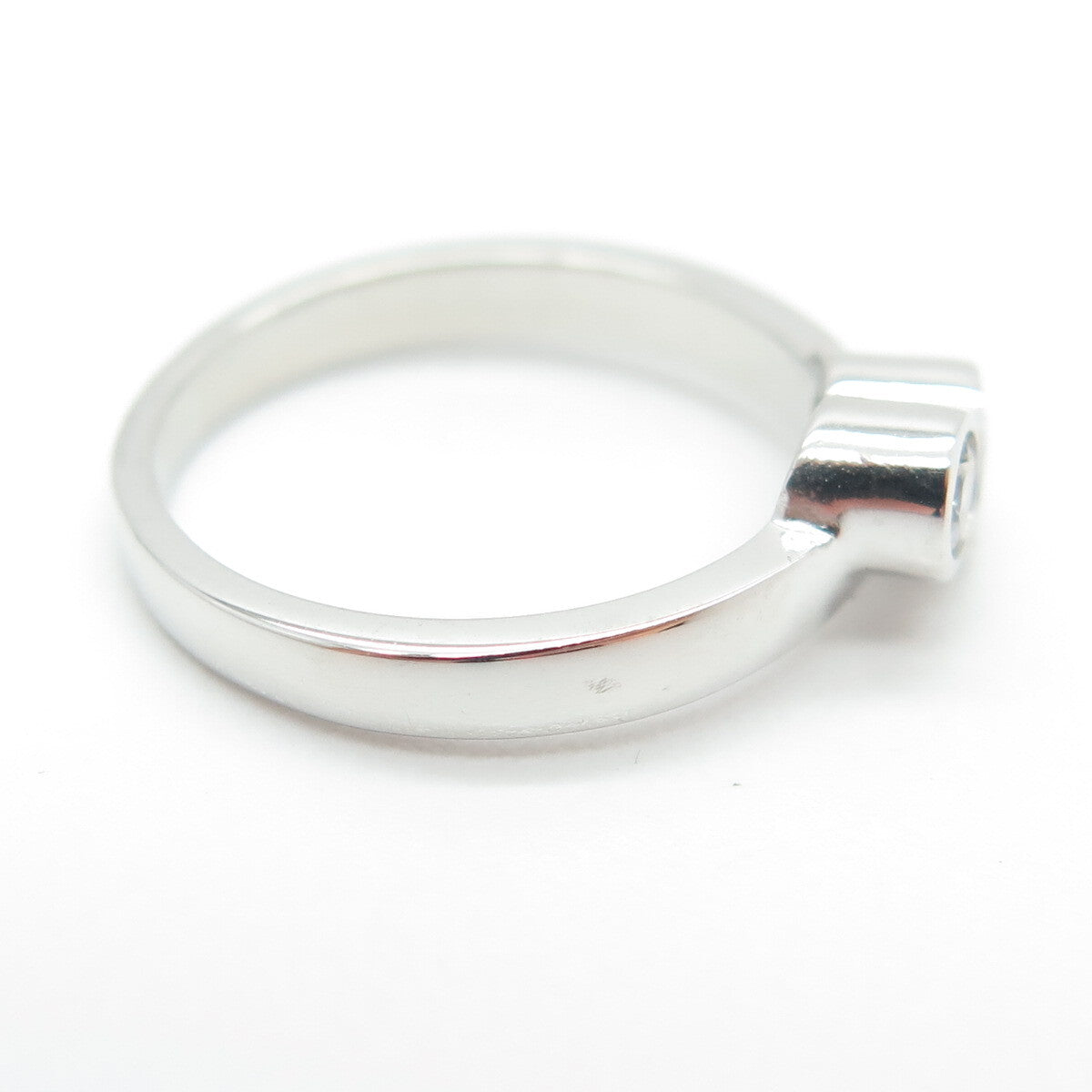 925 Sterling Silver Round-Cut C Z Ring Size 4.75