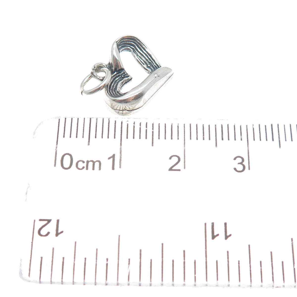 925 Sterling Silver Vintage Open Heart Oxidized Minimalist Charm Pendant