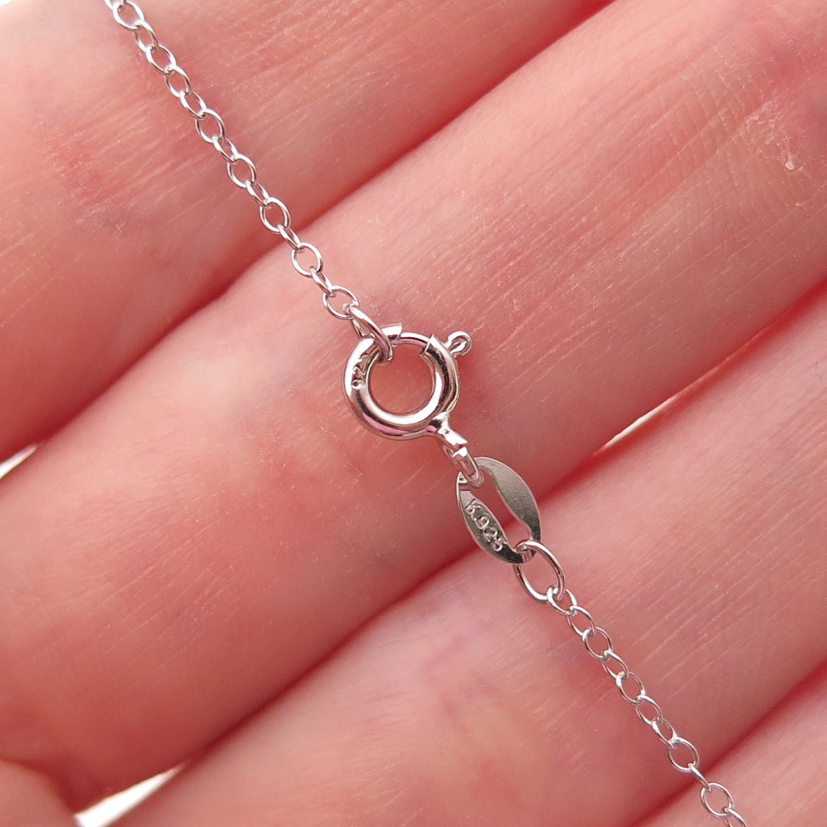 925 Sterling Silver Real Blue & White Diamond Infinity Cable Chain Necklace 18"