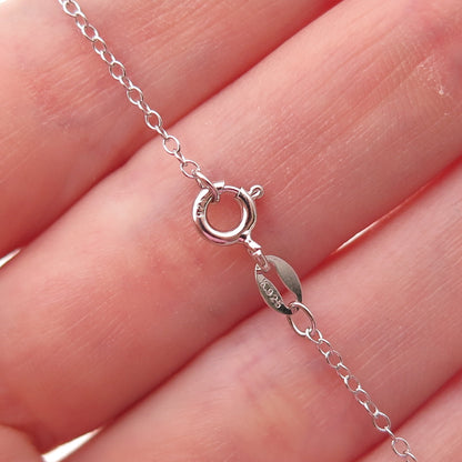 925 Sterling Silver Real Blue & White Diamond Infinity Cable Chain Necklace 18"