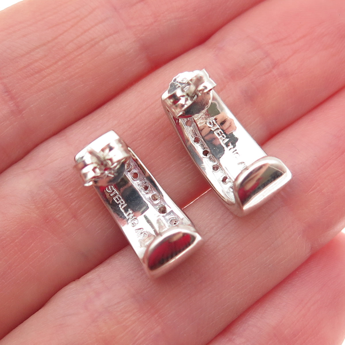 Anne Klein 925 Sterling Silver Vintage Real Opal & C Z Hoop Earrings