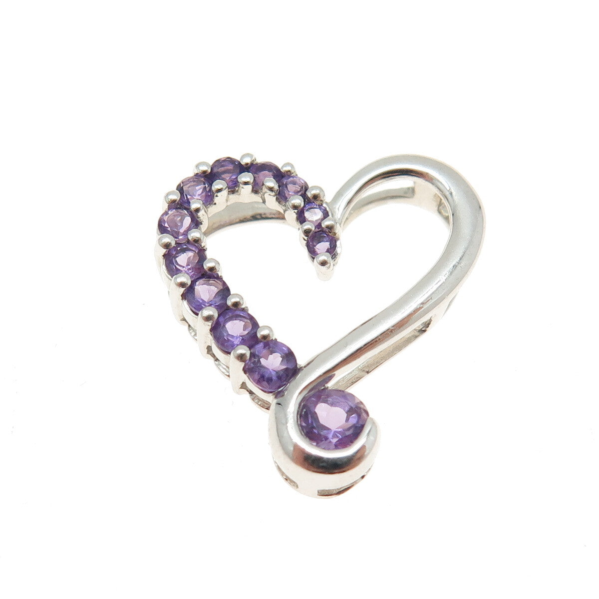 ALWAND VAHAN 925 Sterling Silver Real Amethyst Gemstone Open Heart Pendant
