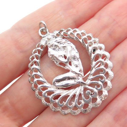 925 Sterling Silver Vintage Mermaid Ornate Charm Pendant