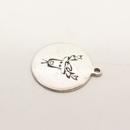 925 Sterling Silver USA Two In Town Moose / Deer Charm Pendant