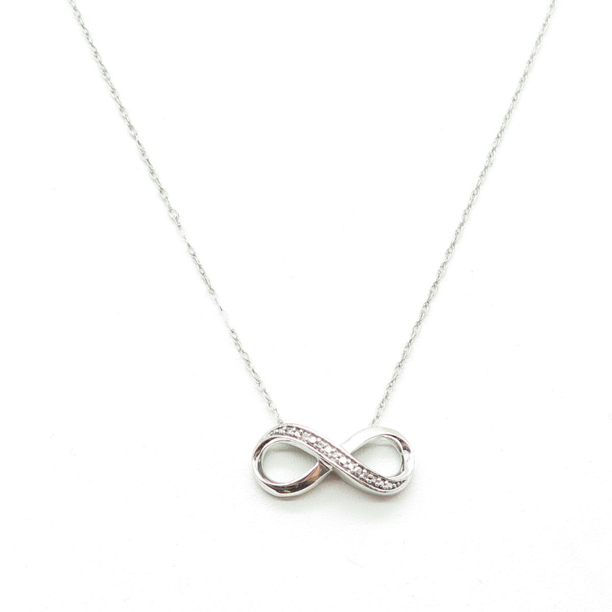 925 Sterling Silver Real Round-Cut Diamond Infinity Cable Chain Necklace 18"