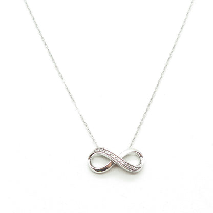 925 Sterling Silver Real Round-Cut Diamond Infinity Cable Chain Necklace 18"
