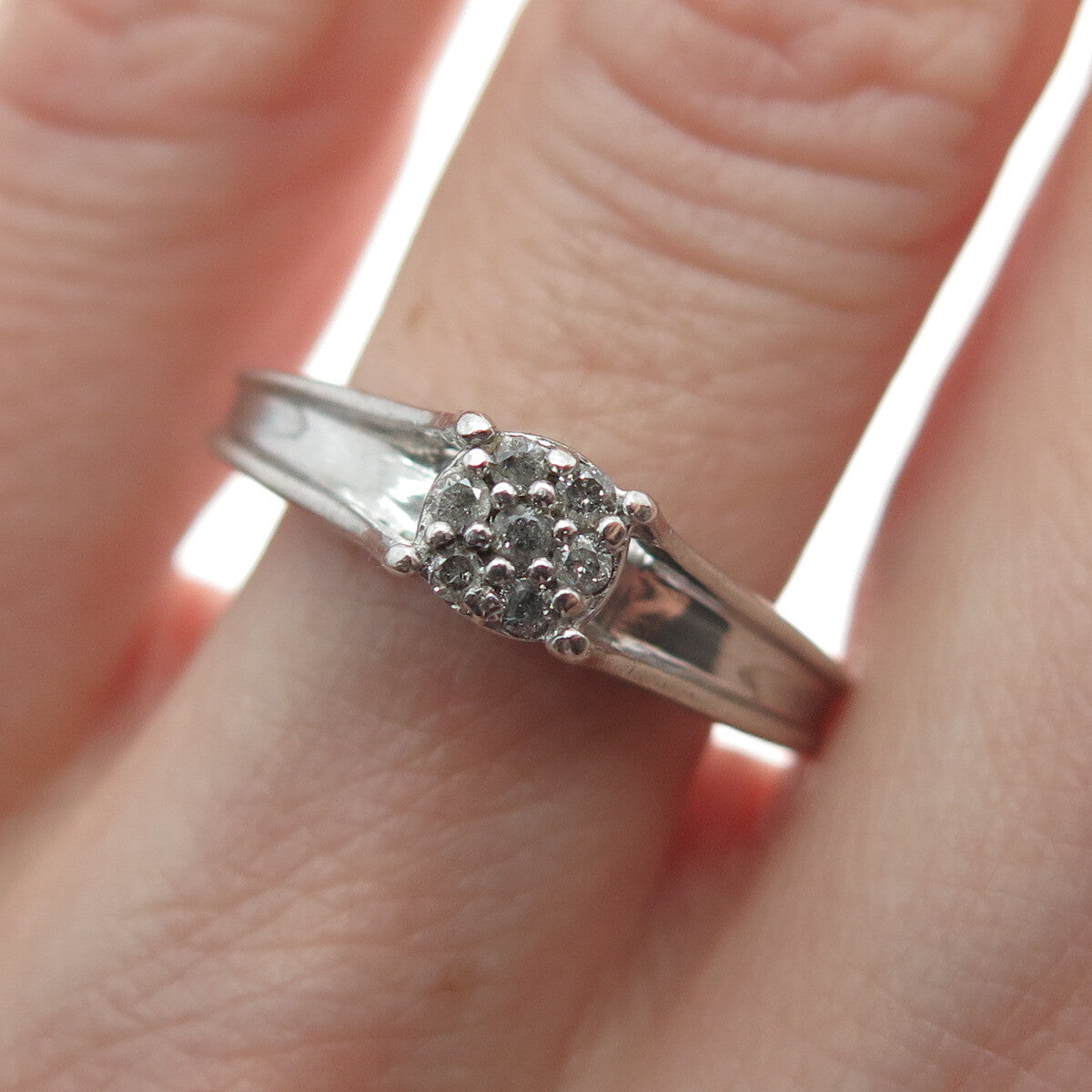 JANE SAYMOUR 925 Sterling Silver Real Round-Cut Diamond Ring Size 7.25