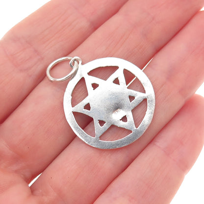925 Sterling Silver Vintage Star of David Judaica Charm Pendant