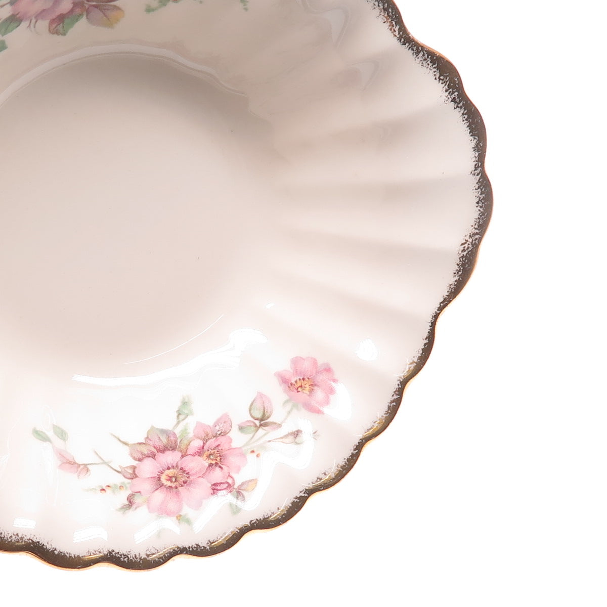 LIMOGES Antique 22K Gold 3K G-F. W. Wild Rose Porcelain SET of 6 Serving Bowls