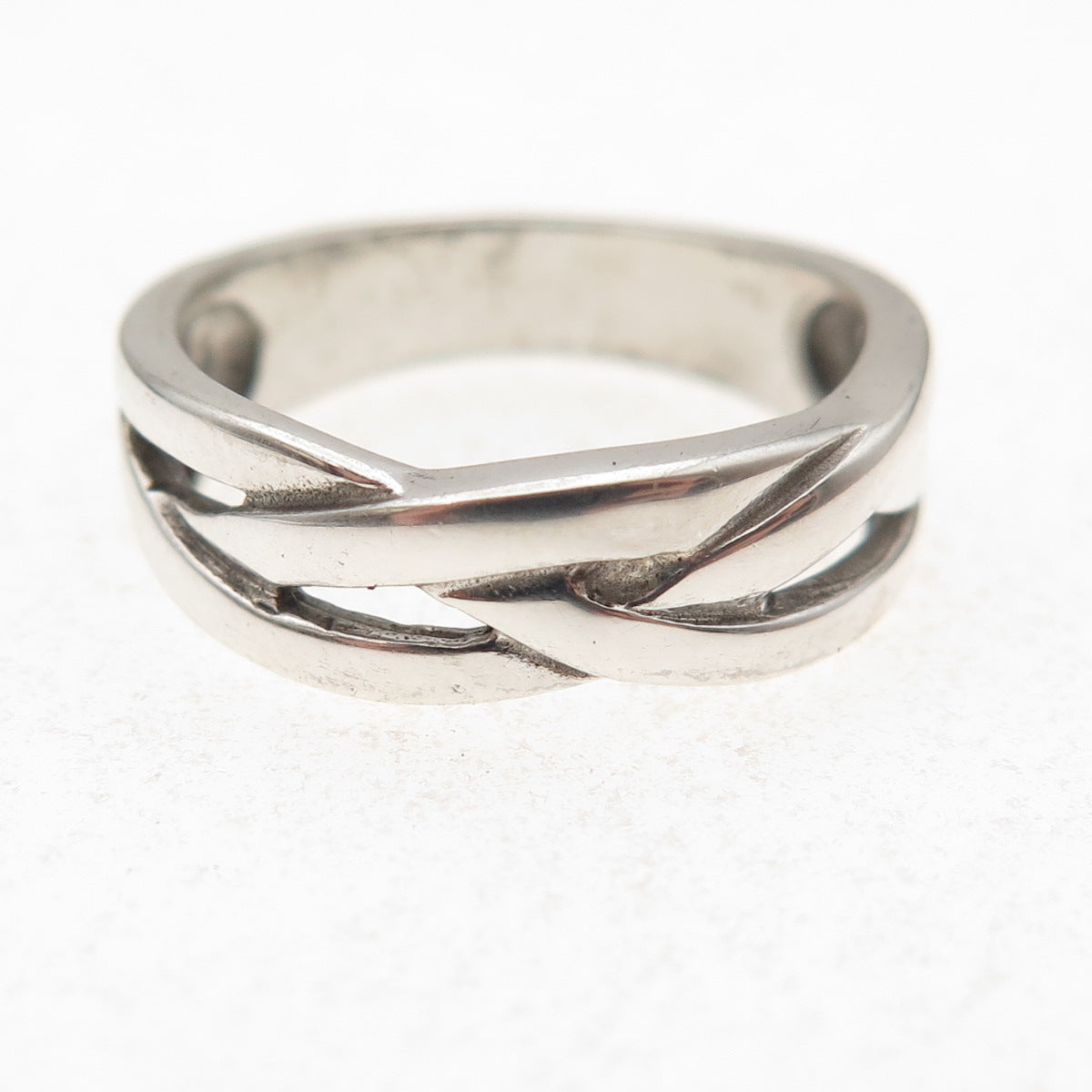 925 Sterling Silver Vintage Braided Oxidized Ring Size 6.25