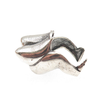 925 Sterling Silver Vintage Modernist Erotic Oxidized Adjustable Ring Size 7.25
