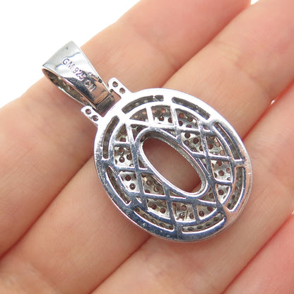 925 Sterling Silver Round-Cut C Z Letter O Initial Charm Pendant