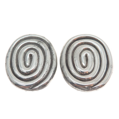 FREDERIC JEAN DUCLOS 925 Sterling Vintage Spiral Oxidized Clip On Earrings