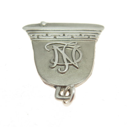 ARINA'S 925 Sterling Silver Vintage "NLS" Signet Bell Pendant
