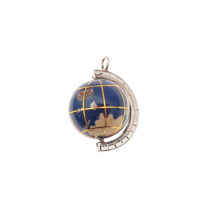 925 Sterling Silver Vintage Spinning Globe 3D Charm Pendant