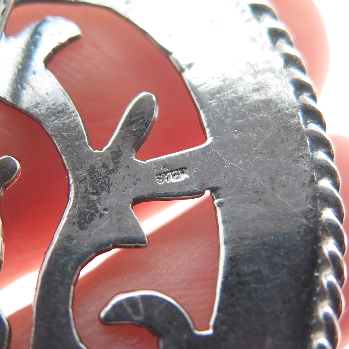 925 Sterling Silver Vintage Mexico Aztec God Quetzalcoatl Oxidized Pin Brooch