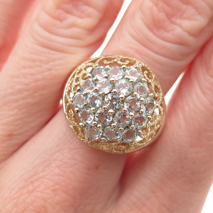 Ross Simons 925 Sterling Silver Gold Plated Vintage Real Blue Topaz Ring Size 8