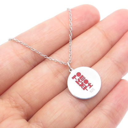 TOKEMOTI 925 Sterling Silver Red Enamel Heart Cable Chain Necklace 18"